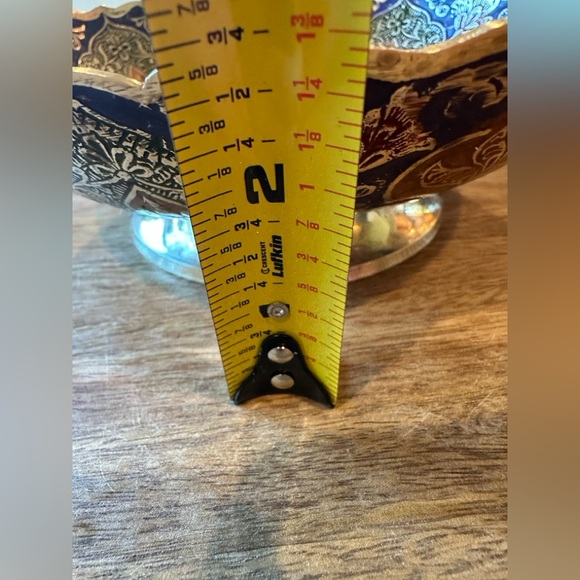 Vintage Solid Brass Enameled Trinket Dish - Picture 3 of 4